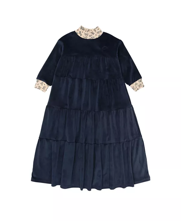 

Велюровый халат для девочек - для малышек и для взрослых Pouf, синий