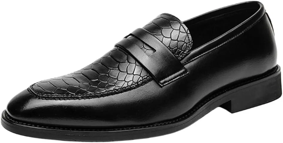 Мокасины кожаные Loafers, модель Men's Leather Slip-On Loafers Casual Dress Moccasins Comfortable Driving Shoes for Office Party and Fashion, Black DHFIRUFSHLO
