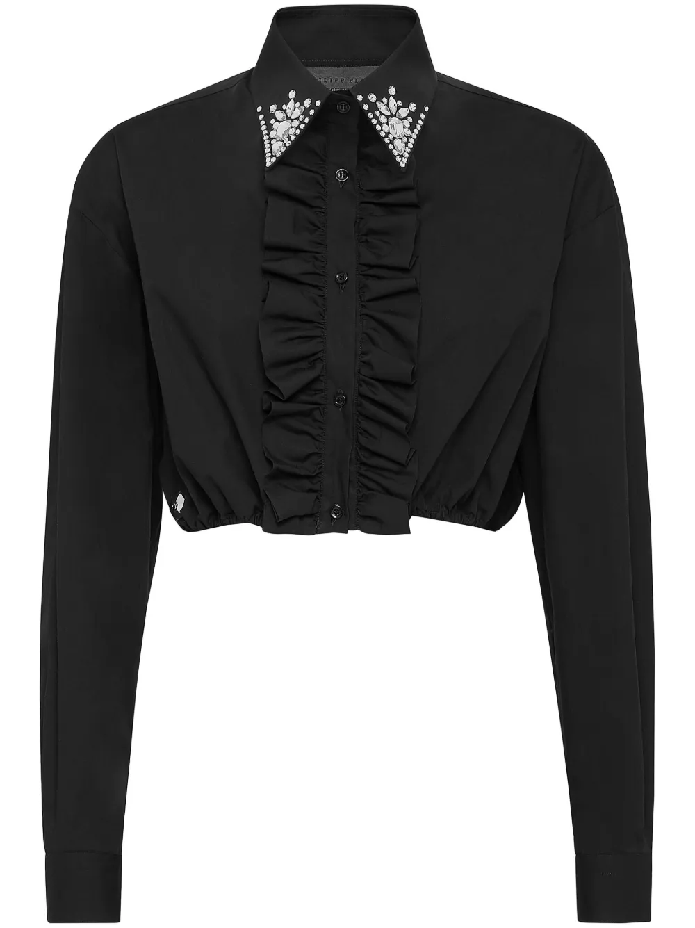 

Укороченная рубашка с оборками Philipp Plein, черный