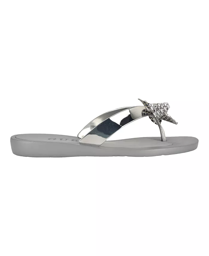 Женские шлепанцы Tata EVA Sparkle Bow Flip Flop GUESS, серебряный — фото 2