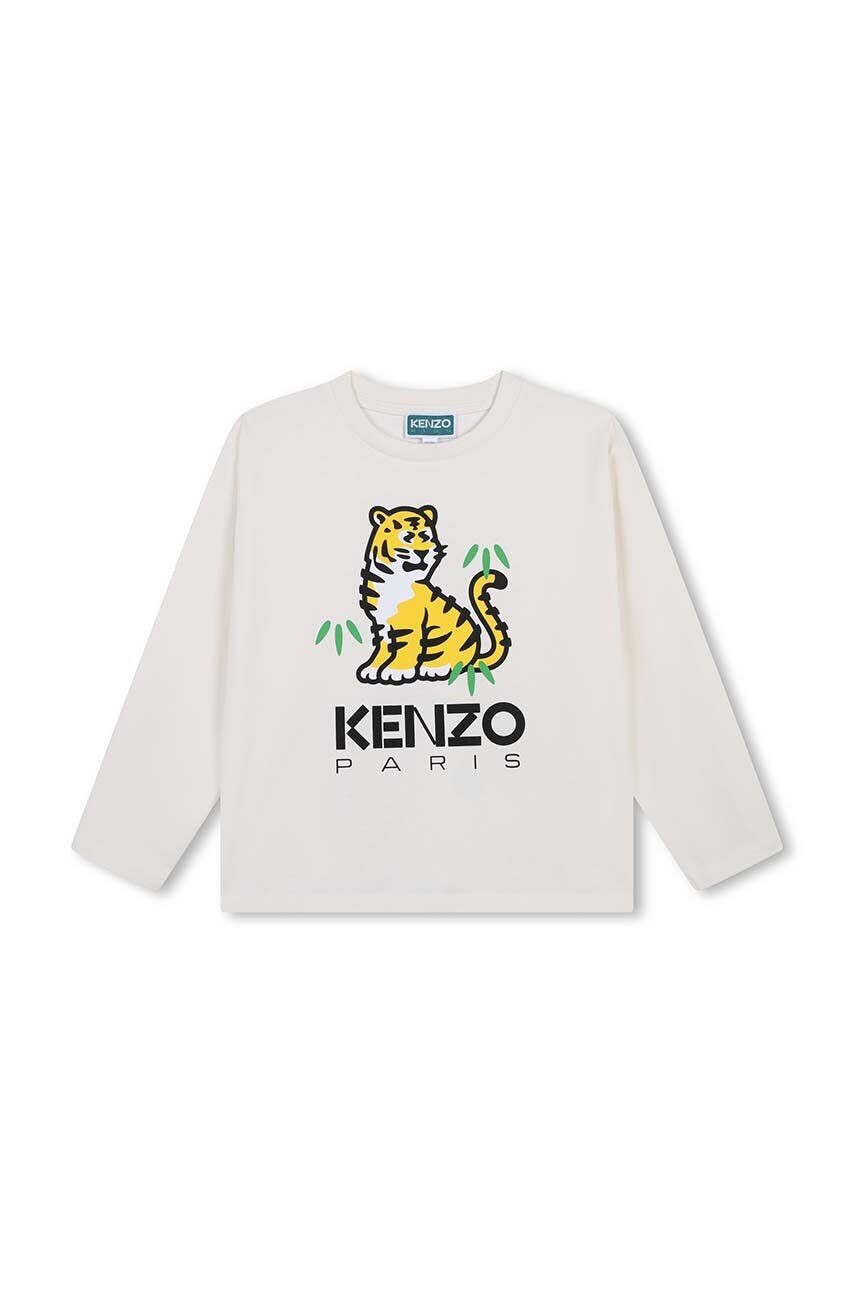 

Хлопковая футболка Kenzo Kids с длинными рукавами для мальчиков, бежевый