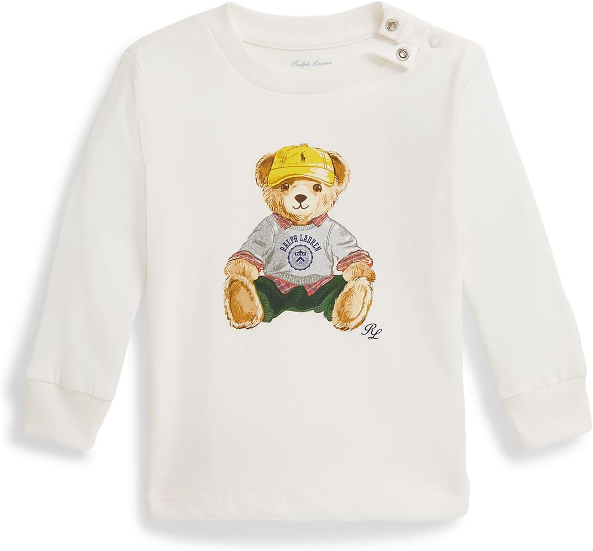 

Футболка Polo Ralph Lauren Kids Polo Bear Cotton Long-Sleeve Tee, цвет Nevis