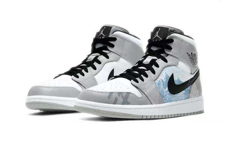 

Кроссовки Air Jordan 1 Vintage Basketball Shoes Men Mid-top Grey/white, серый