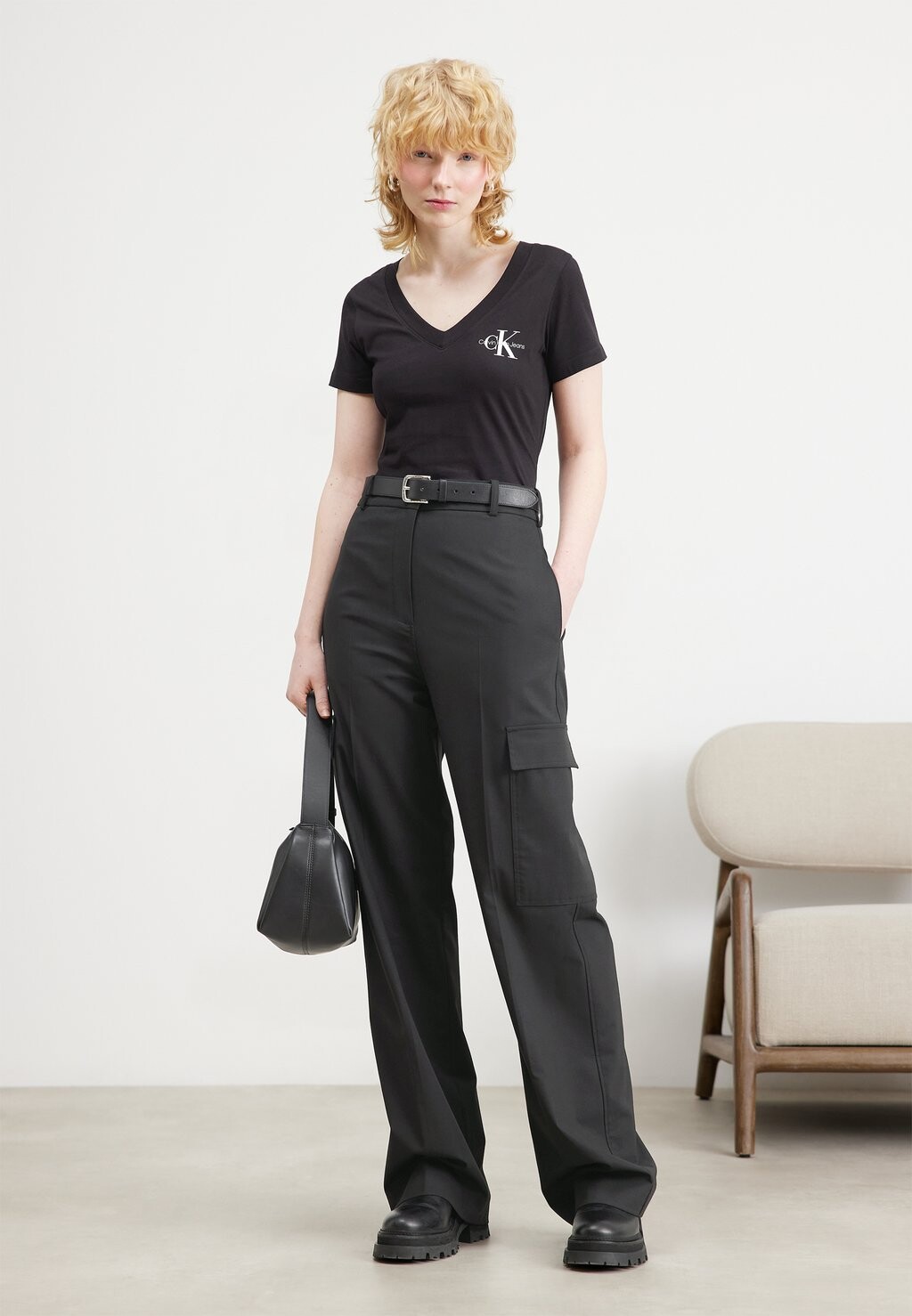 

футболка с принтом 2-Pack Monologue F-Neck Tee Calvin Klein Jeans, цвет black/bright white