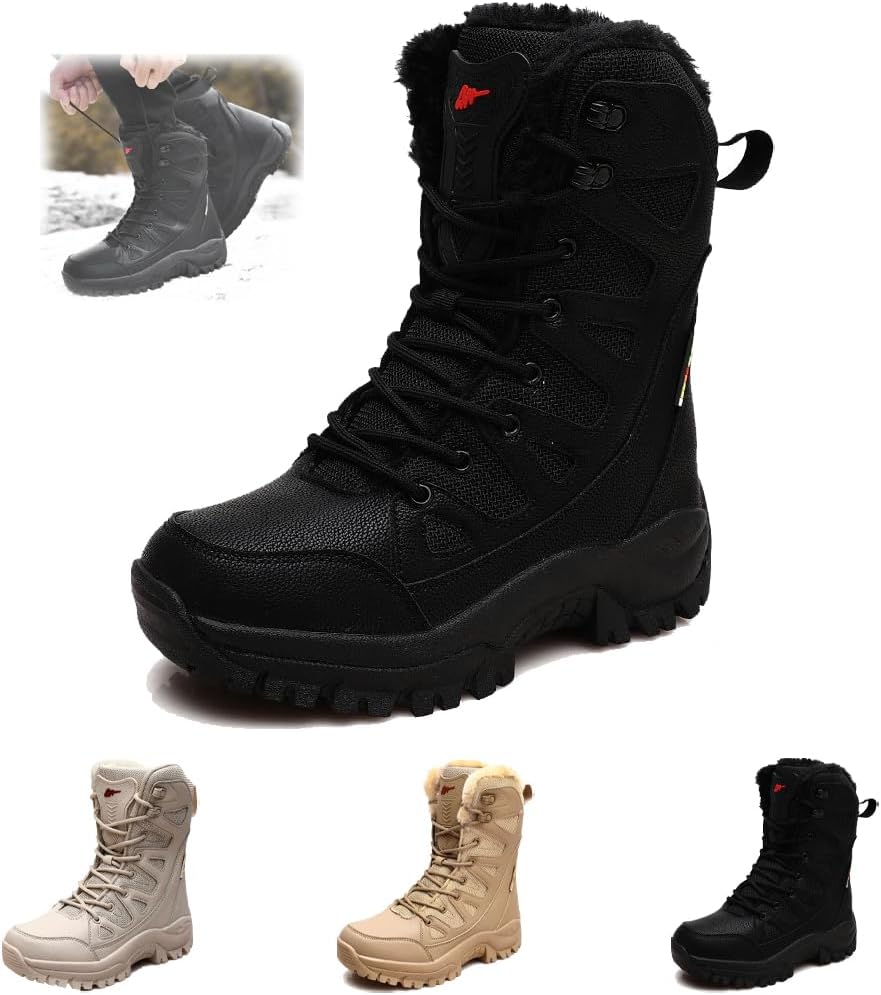 

Зимние мужские ортопедические ботинки, водонепроницаемые, против вывихов, с глубоким протектором, резиновая подошва, для походов на открытом воздухе, удобные Generic, черный