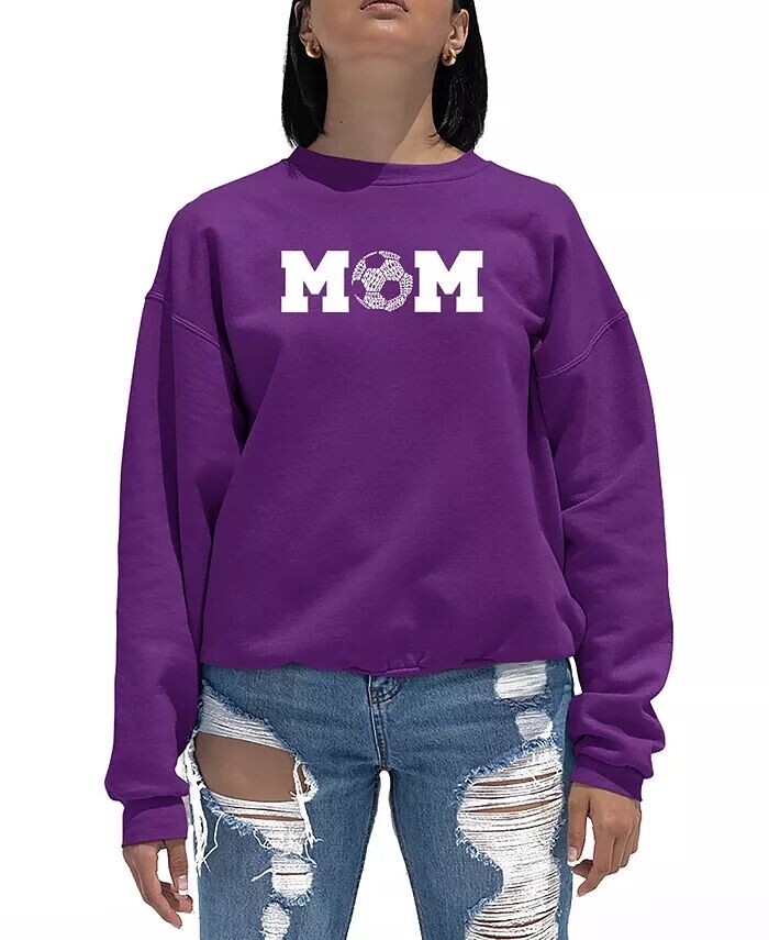 

Женская толстовка с круглым вырезом Soccer Mom Word Art LA Pop Art, фиолетовый