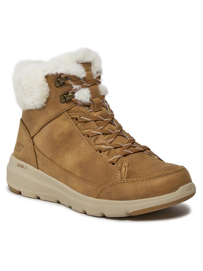 Ботинки женские Skechers Glacial Ultra Cozyly на плоской подошве, коричневый — фото 2