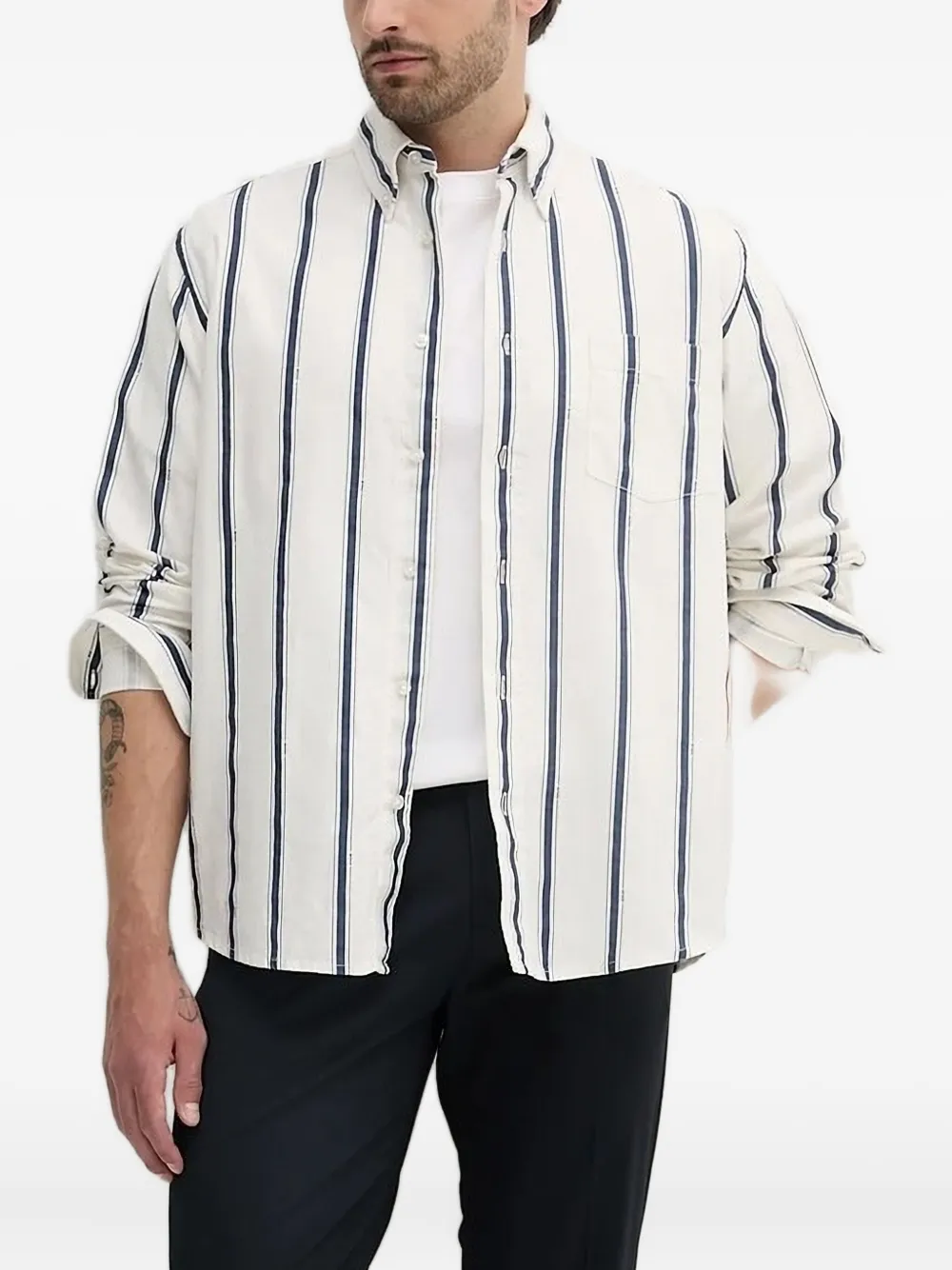

Полосатая рубашка с нагрудным карманом Boss, белый