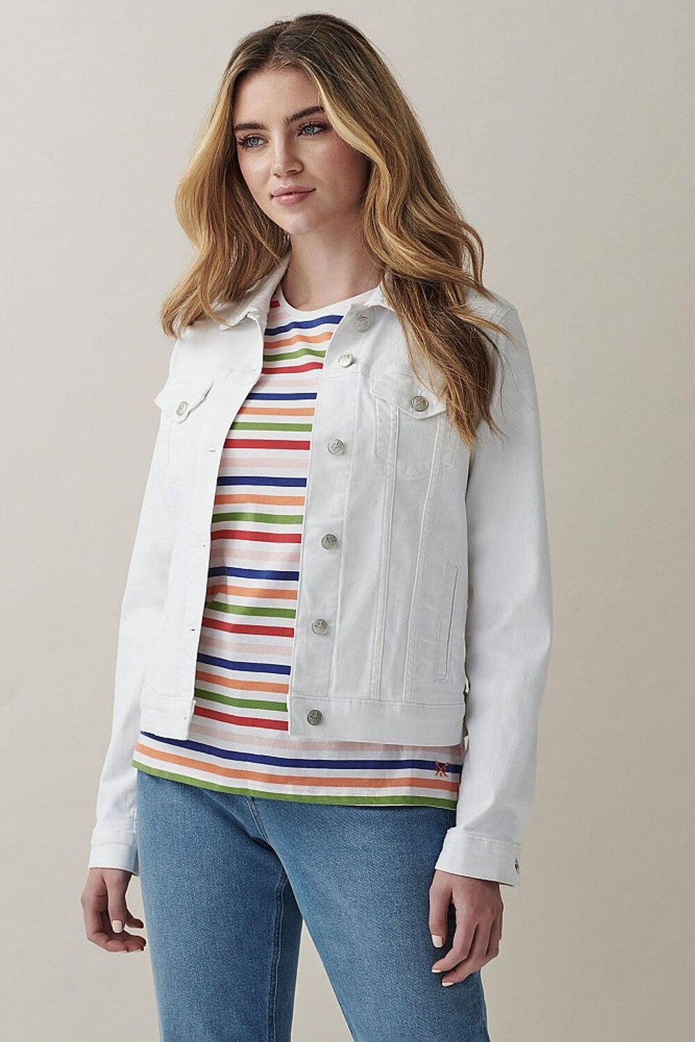 

Белая джинсовая куртка Crew Clothing Company, белый