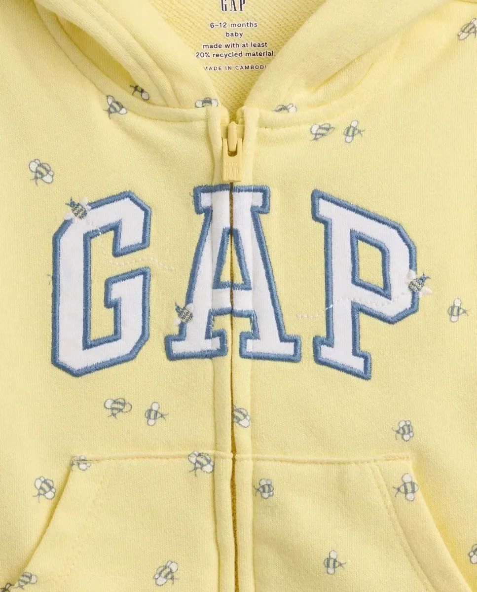 Толстовка с капюшоном и логотипом Gap для малышей, желтый — фото 3