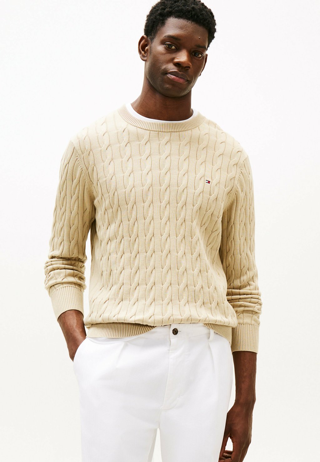 

Джемпер CABLE CREW NECK Tommy Hilfiger, бежевый