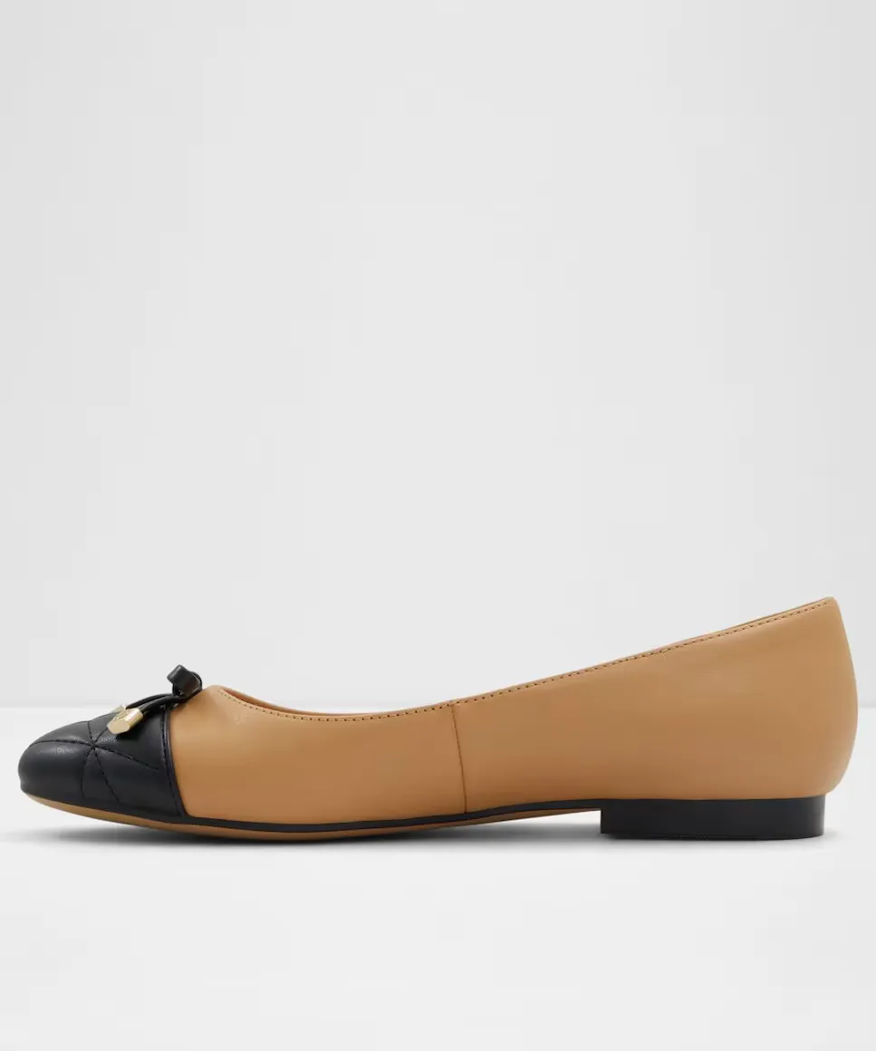 Женские кожаные балетки с круглым носком Aldo, бежевый — фото 3