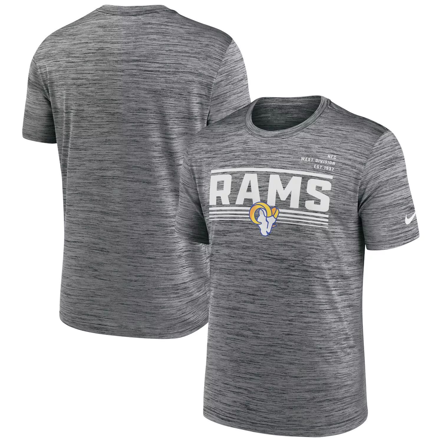 

Мужская серая футболка Los Angeles Rams Yardline Velocity Performance Nike, Серый, Мужская серая футболка Los Angeles Rams Yardline Velocity Performance Nike