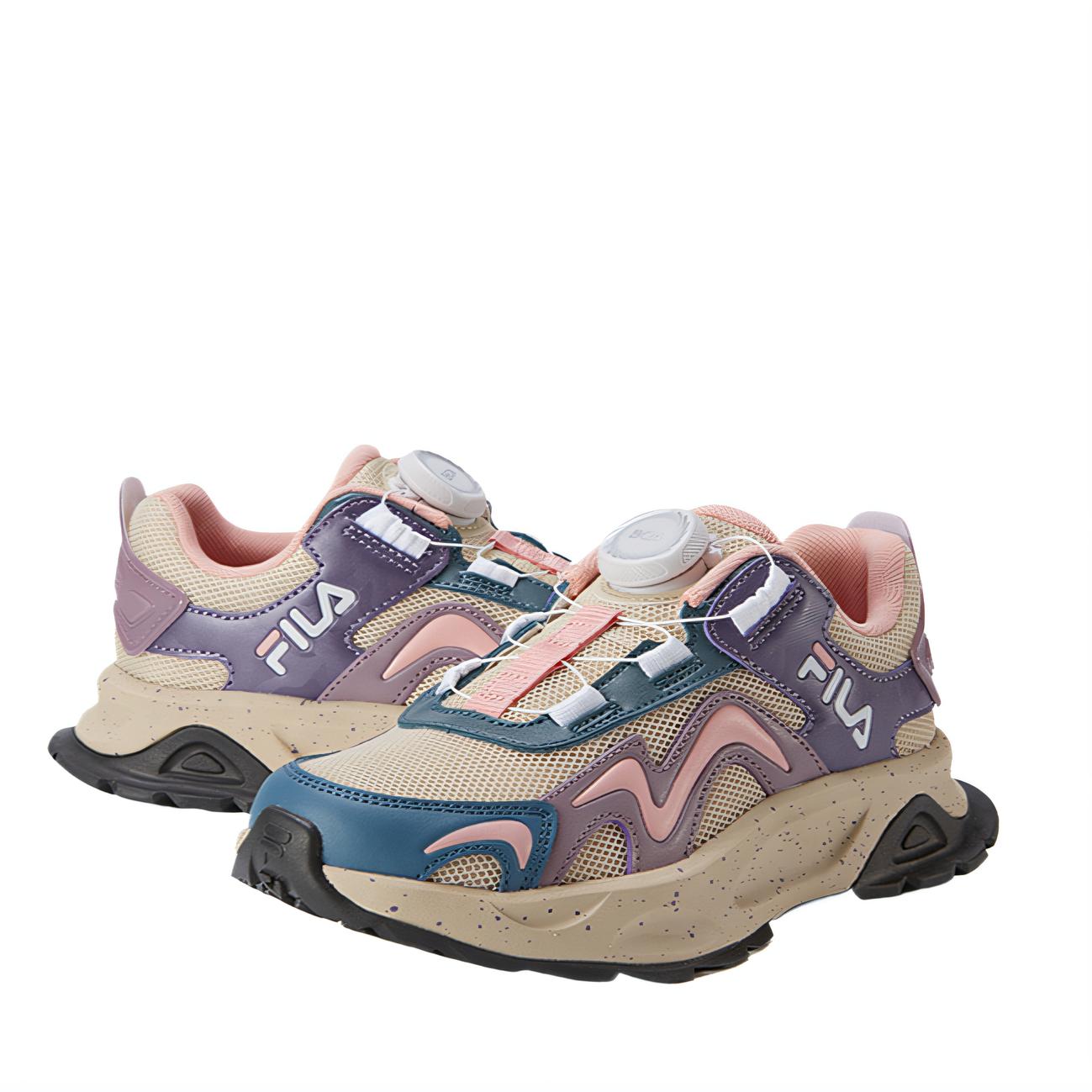 FILA KIDS Амортизирующие нескользящие низкие детские уличные кроссовки beige/collegiate purple kids — фото 4