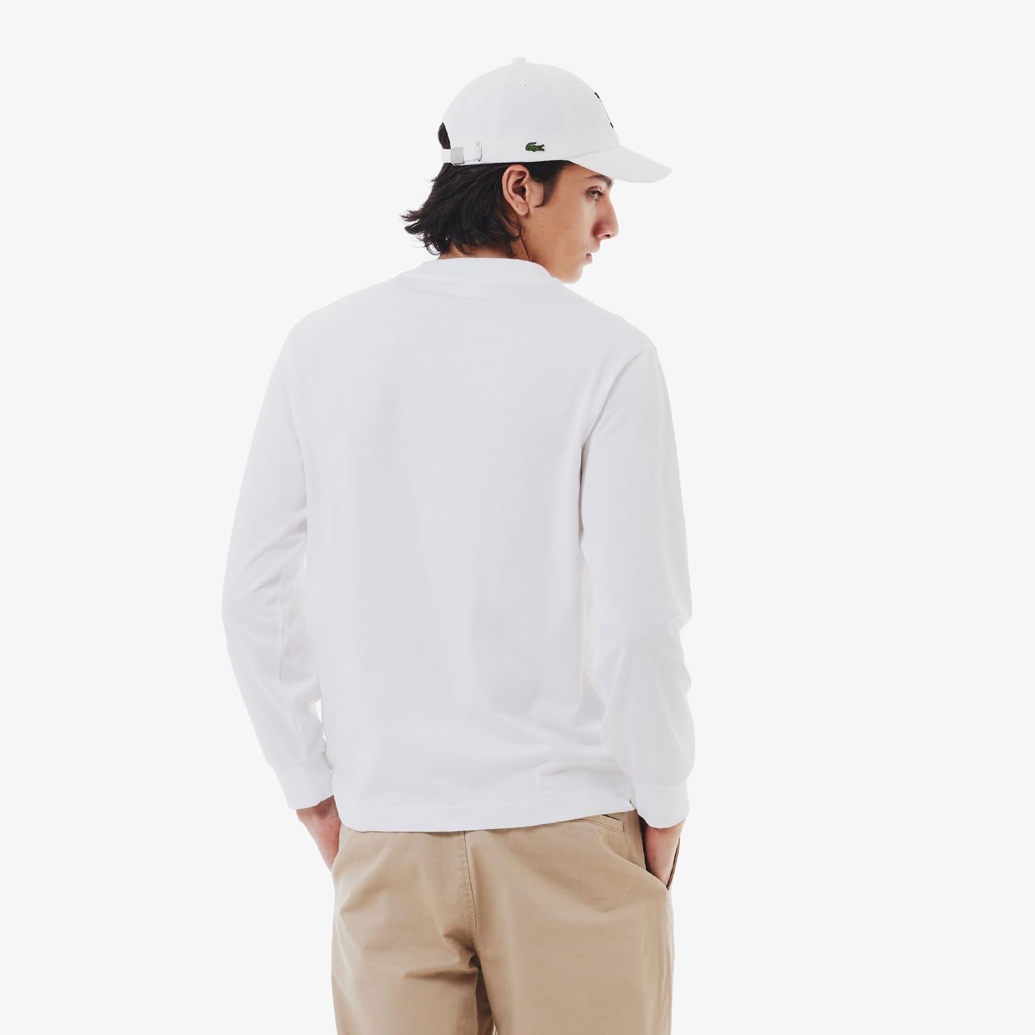 Официальная мужская базовая футболка с длинным рукавом LACOSTE, белый — фото 2