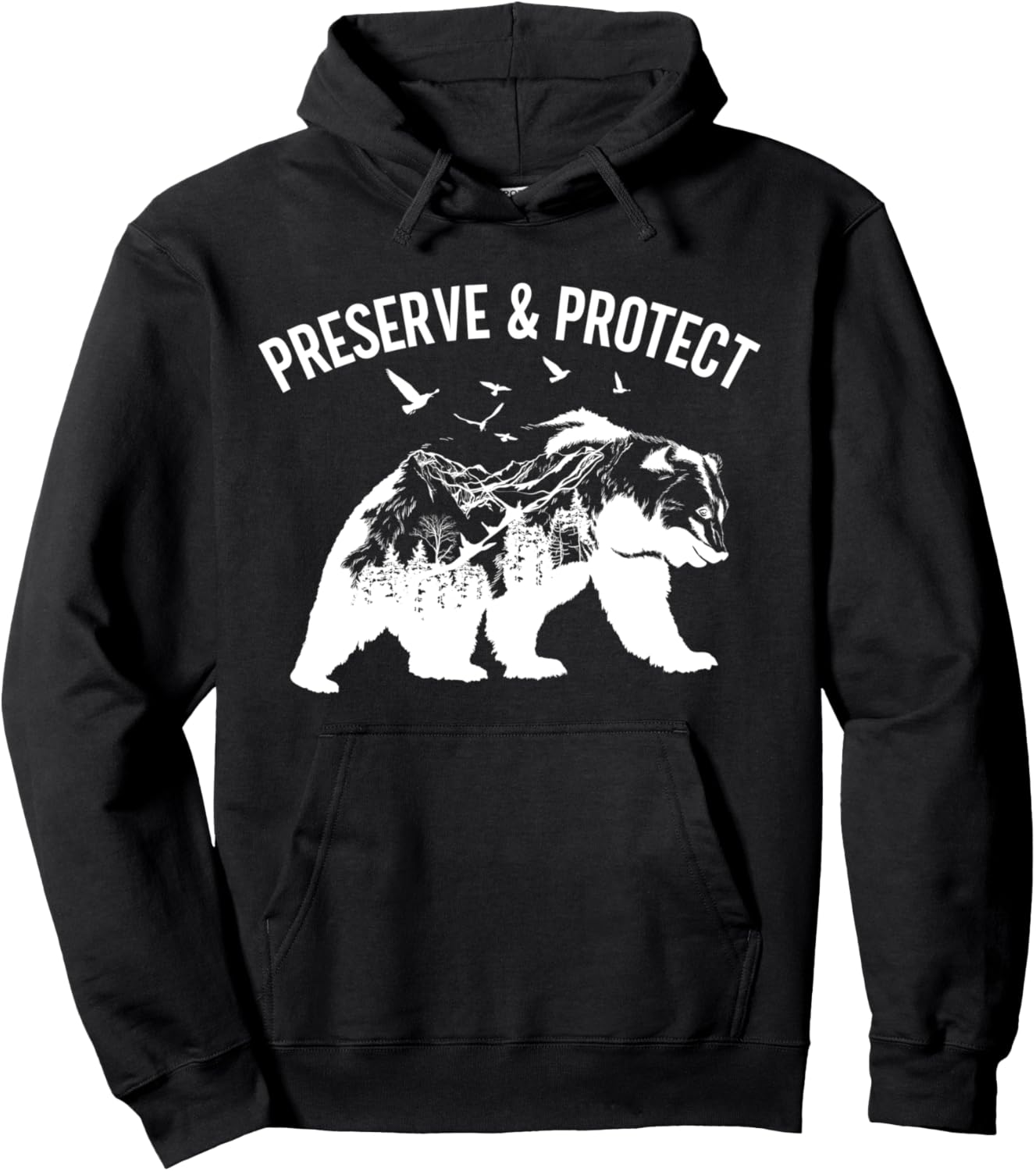 

Национальные парки, природные леса, медведи, охрана и защита дикой природы. Толстовка с капюшоном Preserve And Protect National Park Shirts, черный