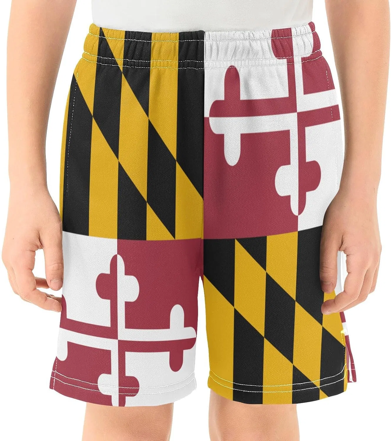 Шорты для мальчиков GuoChe легкие с карманами, цвет Maryland State Flag, XS — фото 2