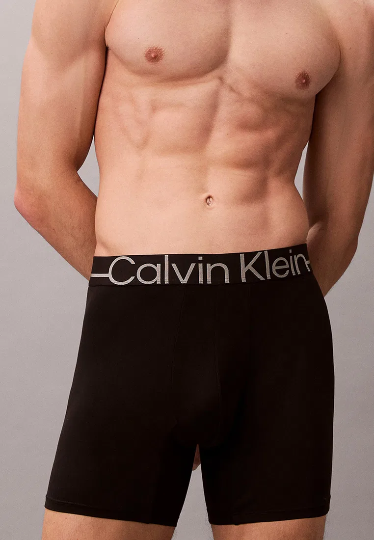 Трусы боксеры, микрофибра металлик, Calvin Klein, черный