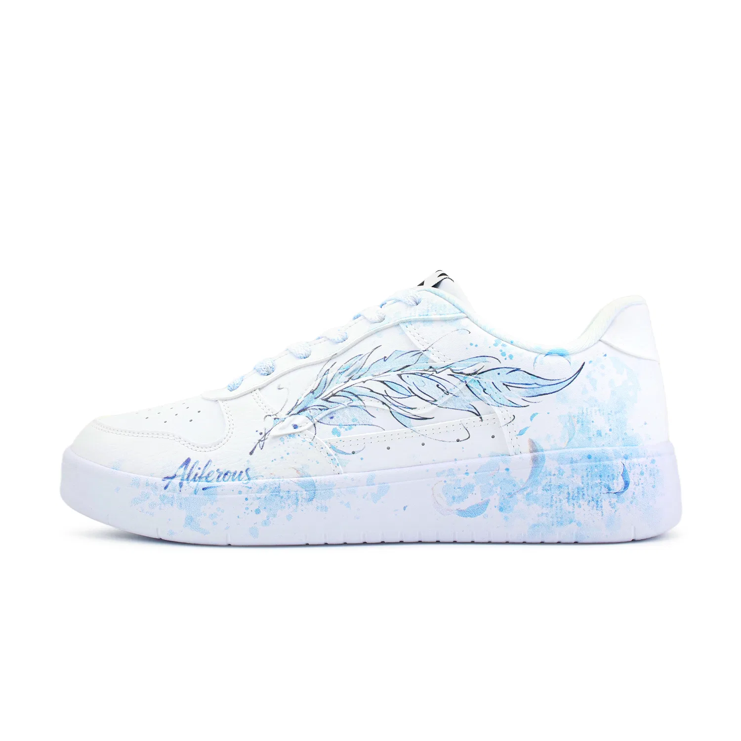 Кроссовки кеды с принтом пера Li-Ning Light Feather Chapter белые — фото 3
