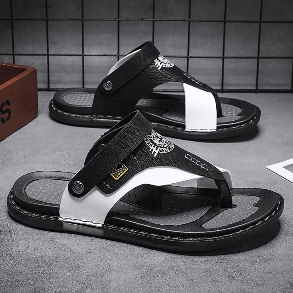 

Мужские сандалии Классические кожаные противоскользящие шлепанцы для улицы, домашние с открытым носком, обувь для дома, мужские сандалии для улицы и дома (Цвет: A, Размер: EUR 43) Tucy, EUR 43 B