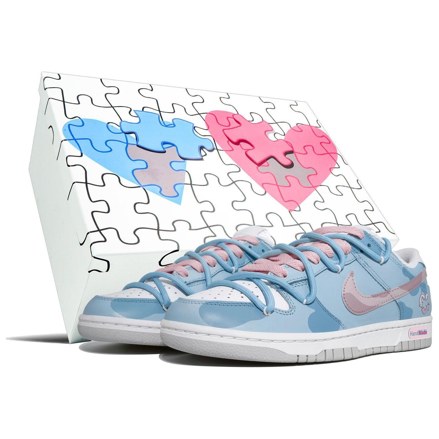 

Кроссовки Nike Dunk Skateboarding Shoes Women's Low-top White/pink, синий