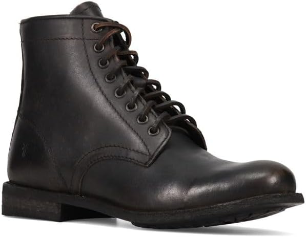 Мужские ботинки Frye Tyler с шнуровкой, выполненные из мягкой винтажной кожи с конструкцией Блейка, потемневшими носком и пяткой, а также резиновыми вставками на кожаной подошве - высота голенища 14,5 см, черный — фото 2