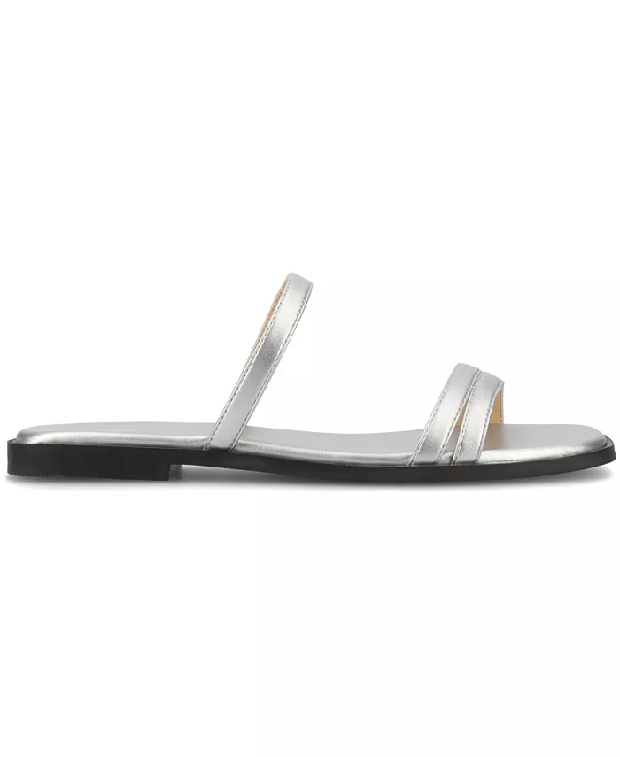 Женские сандалии Brisa Multi Strap Slip On Туфли на плоской подошве Journee Collection, серебро — фото 2
