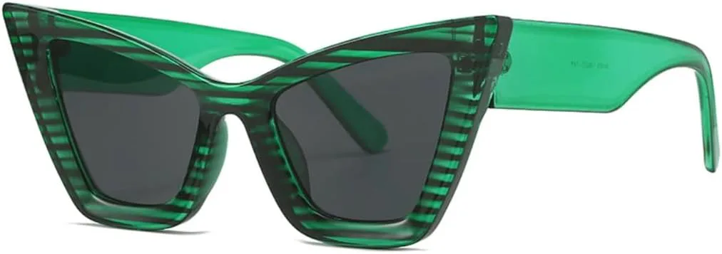 

Модные солнцезащитные очки большого размера «кошачий глаз» для женщин, винтажные градиентные очки с защитой от УФ-излучения для мужчин UUPTTPL, Green Striped Grey