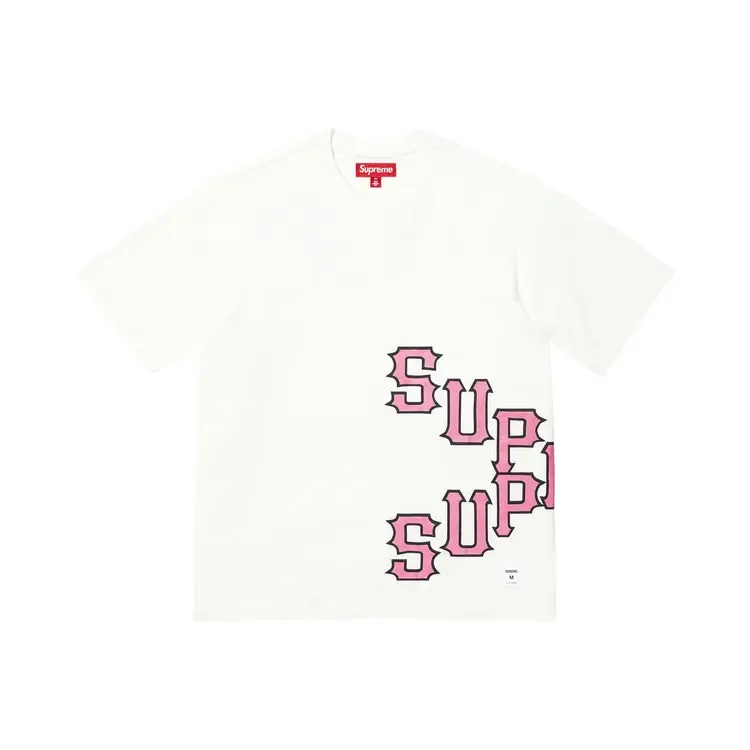 Футболка Supreme Cracked Spellout с коротким рукавом, цвет «выцветший белый»