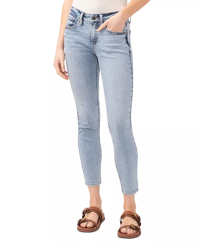 

Женские джинсы Suki Curvy Fit Skinny со средней посадкой Silver Jeans Co., синий