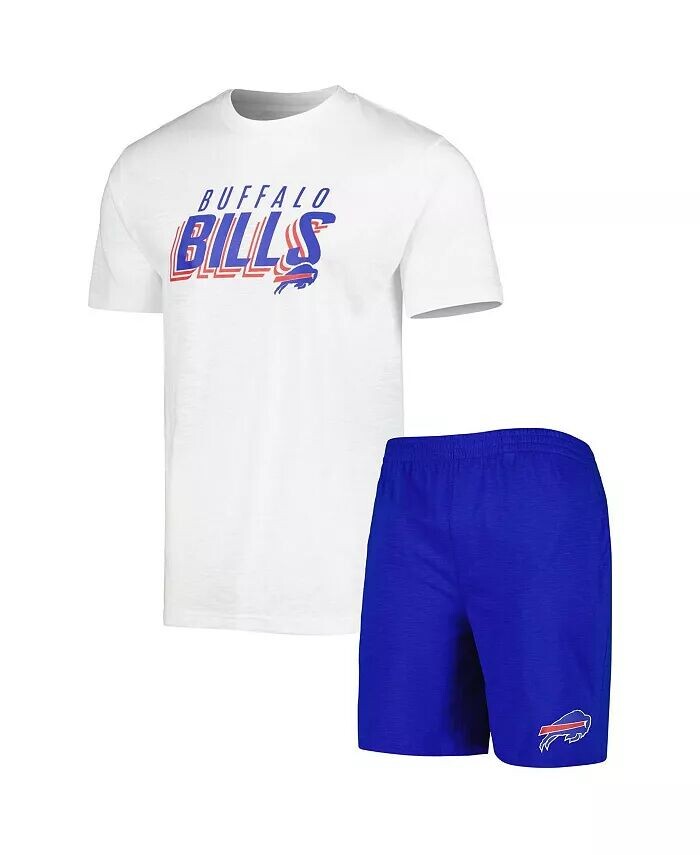 

Мужской королевский, белый Buffalo Bills Downfield футболка и шорты комплект для сна Concepts Sport