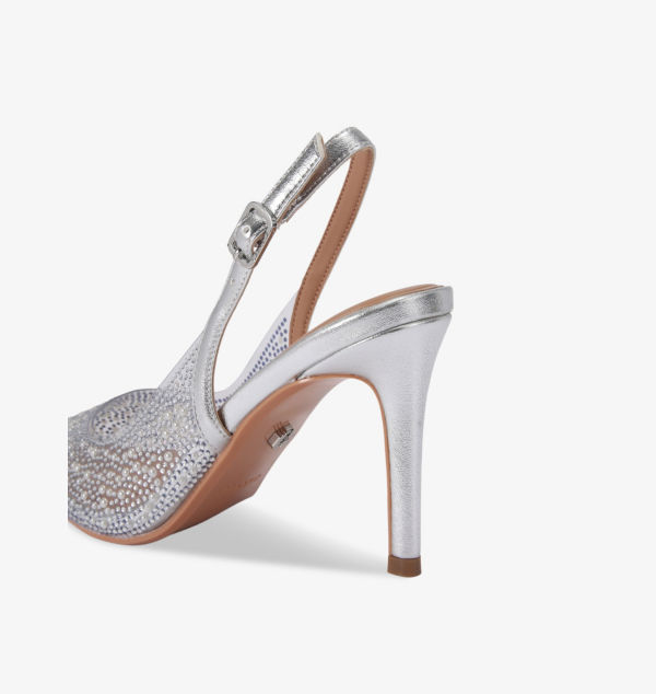 Виниловые туфли-лодочки Lovebird с открытой пяткой, украшенные стразами Carvela, серебряный — фото 3