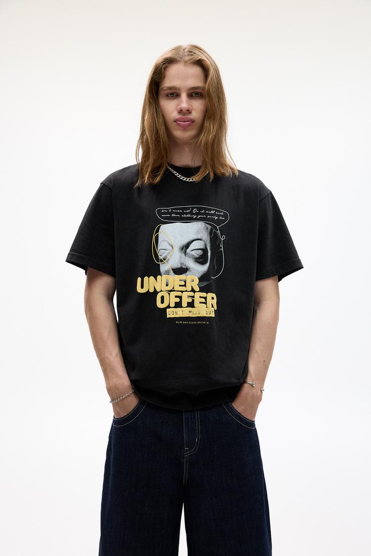 

Футболка Stwd с рельефным слоганом Pull And Bear, черный