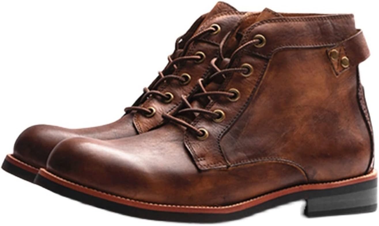 

Мужские повседневные мотоботы Tzsaixeh с шнуровкой, классические боевые ботинки до щиколотки, осенне-зимние военные ботинки, мужские винтажные ботинки Челси с шнуровкой, коричневый