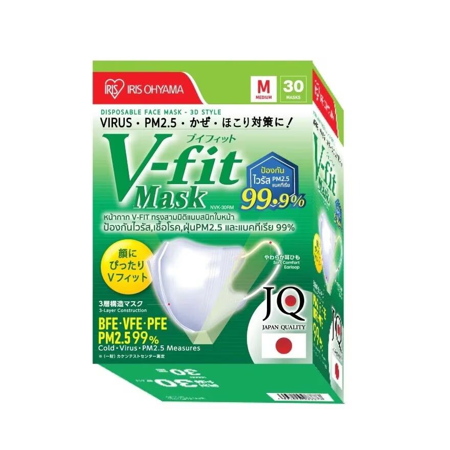 

Iris Ohyama Маска для лица IRIS OHYAMA V-Fit, размер M, 30 шт./коробка, WHITE