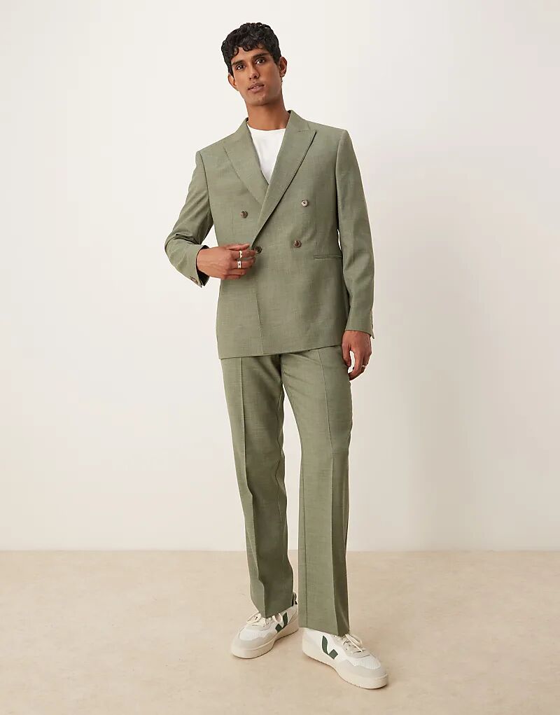 

Прямые брюки ASOS DESIGN из зеленого меланжа