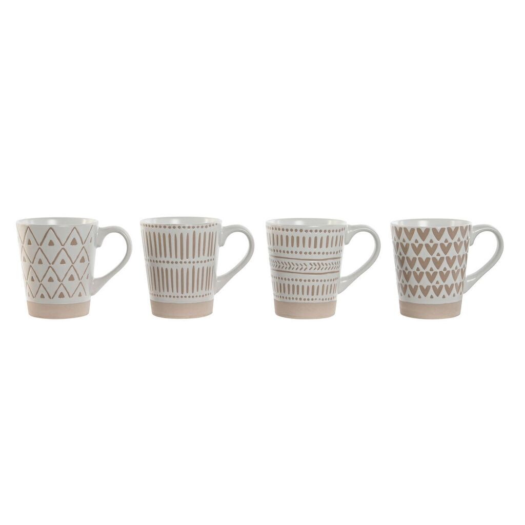 

Набор из 4 кружек с ручками Home ESPRIT White Beige Stoneware Boho 360 мл
