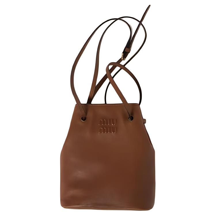 

MIU MIU Кожаная сумка через плечо унисекс мини коричневая