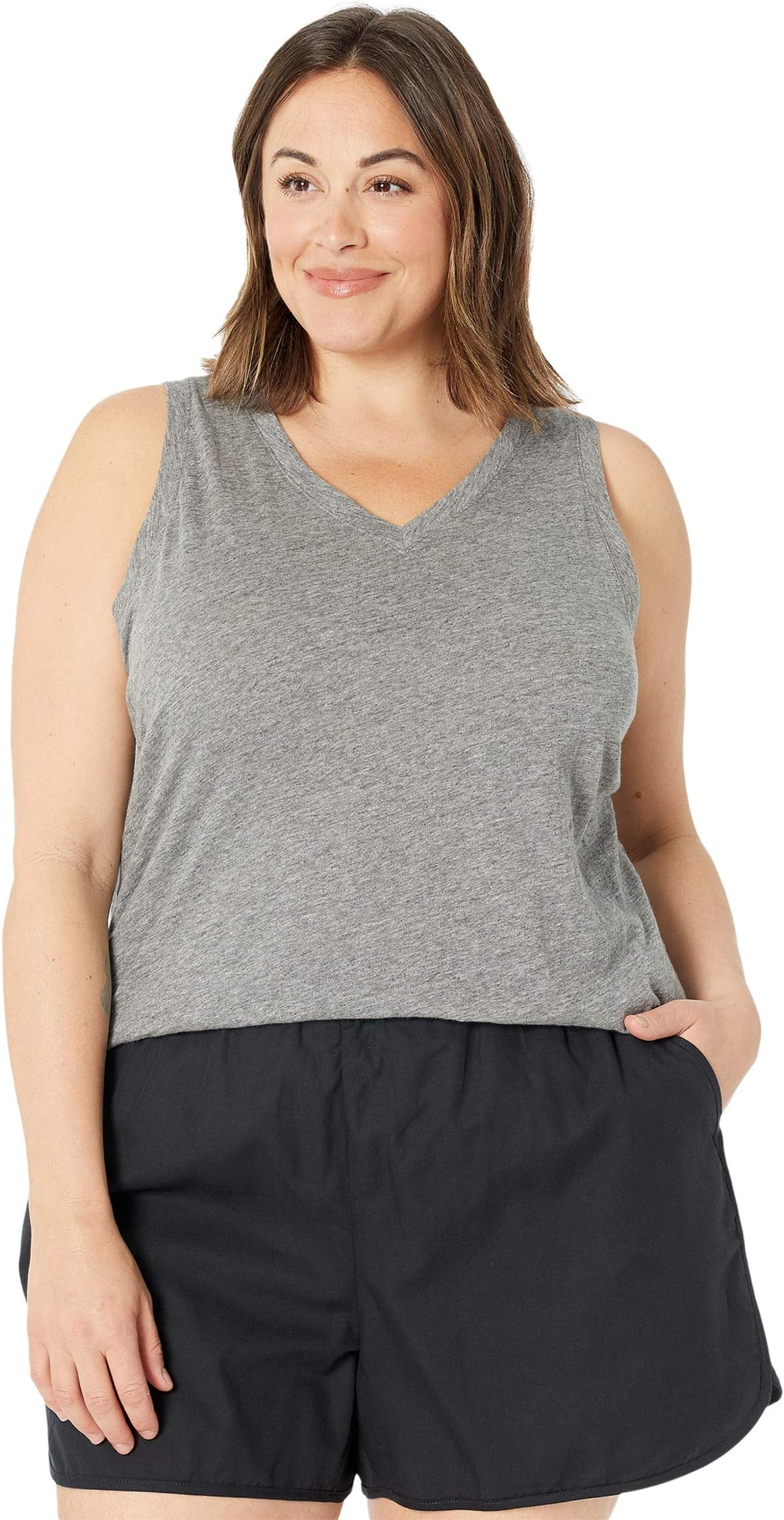 

Топ Madewell Plus Whisper Cotton V-Neck Tank, цвет Heather Iron