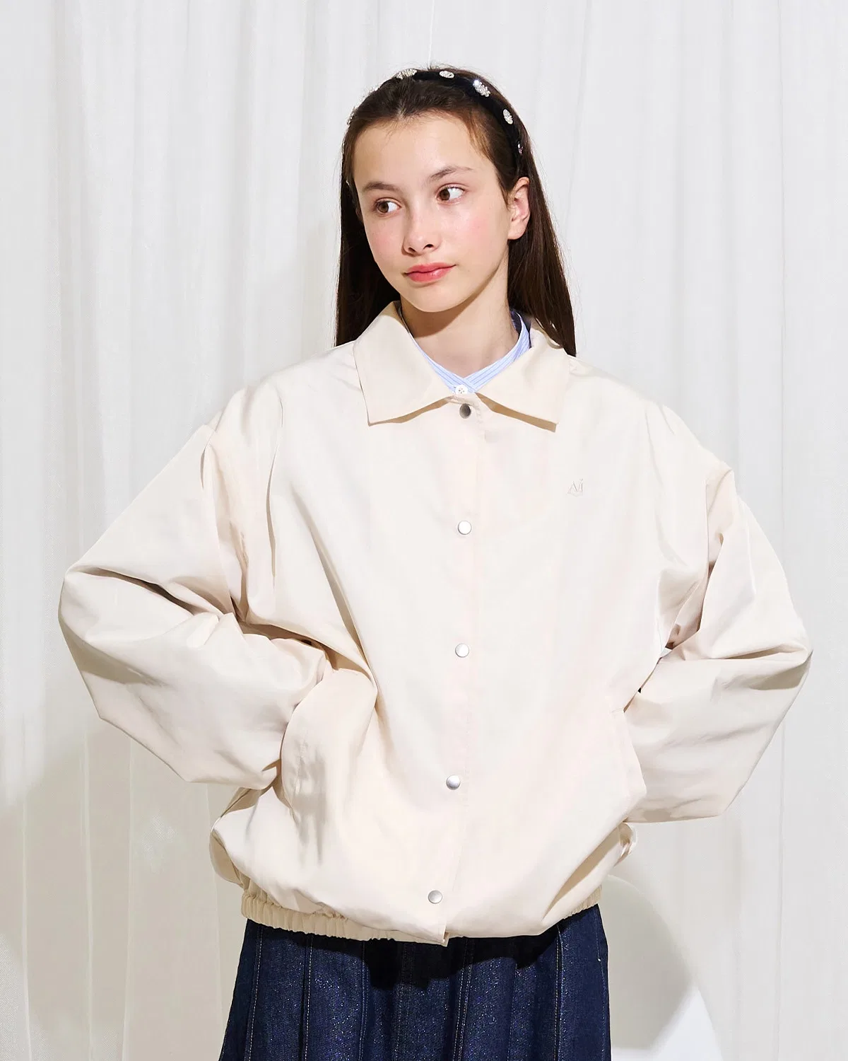 Куртка Coach Jacket AMI водоотталкивающая, однотонная, цвет слоновая кость