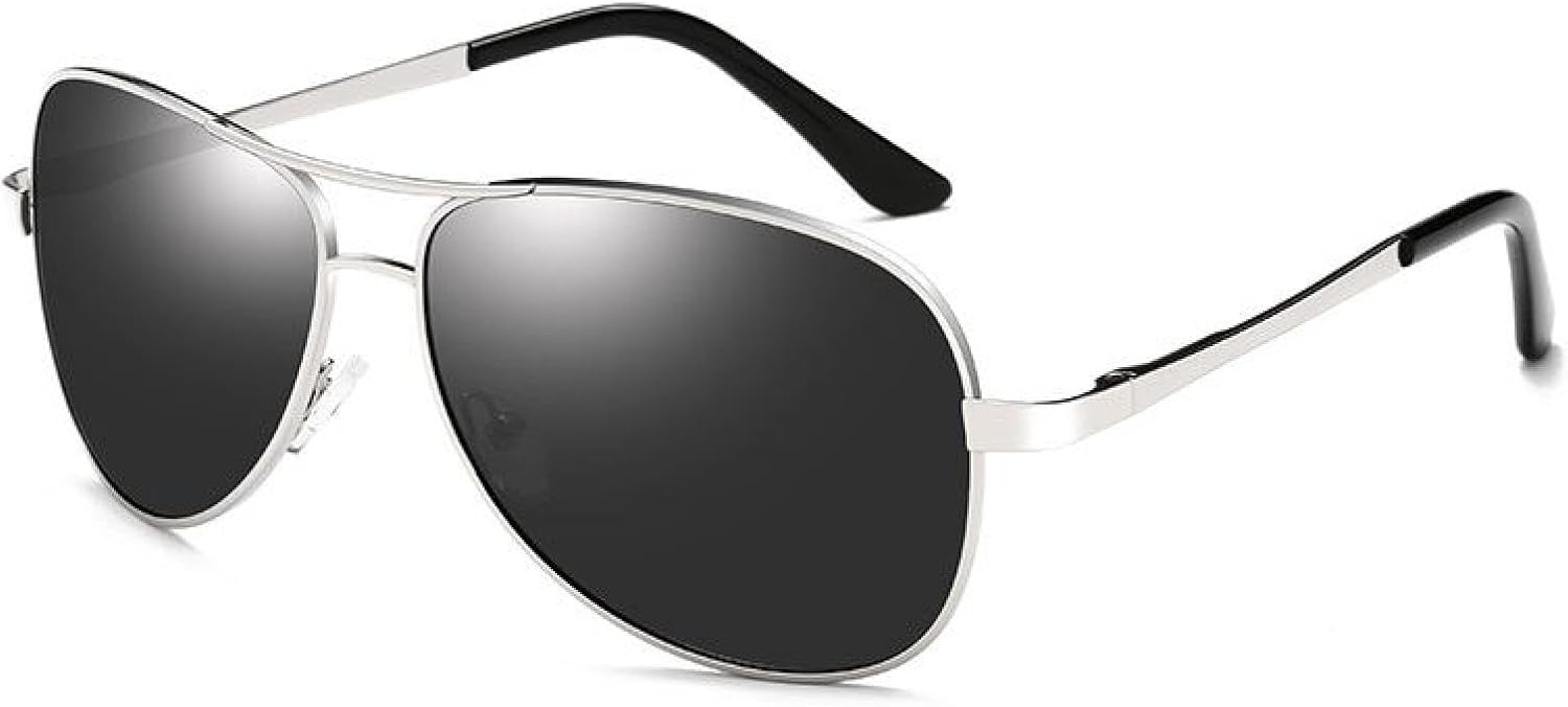 

Классические солнцезащитные очки для мужчин и женщин, модные металлические солнцезащитные очки в винтажном стиле, черные, для вождения, защита от УФ-излучения UV400 TKKTLLT, Silver Black