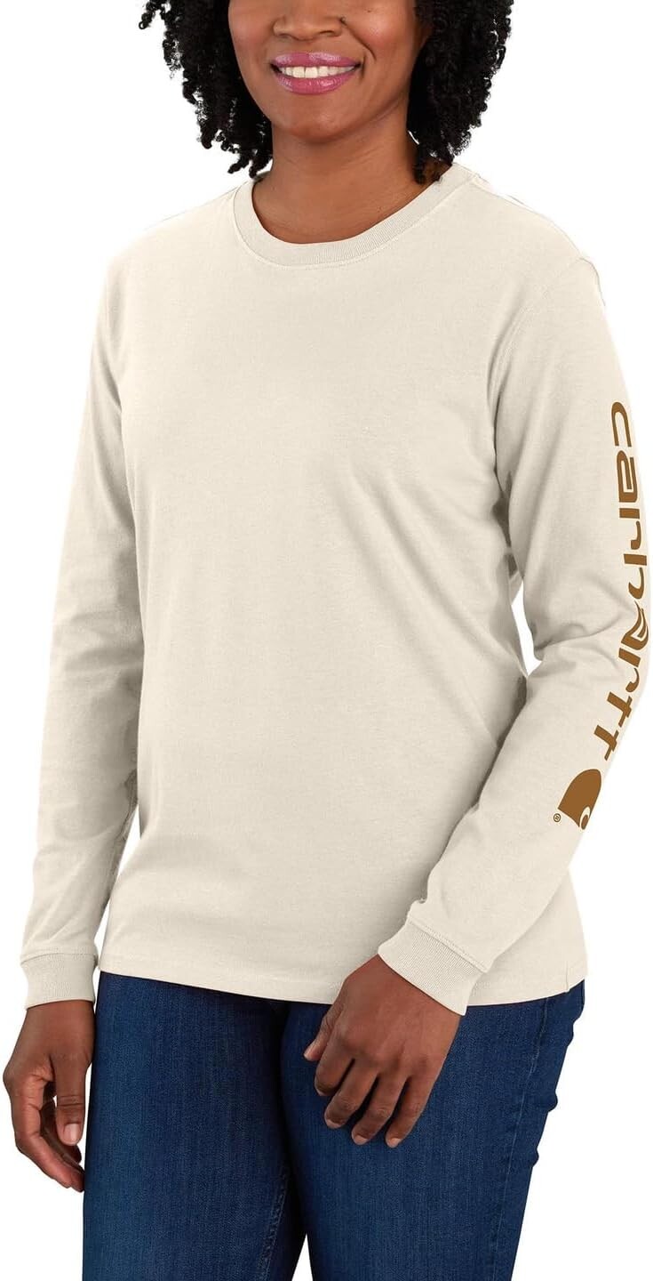 

Свободная футболка с длинными рукавами и рисунком Carhartt, цвет Malt/Carhartt Brown