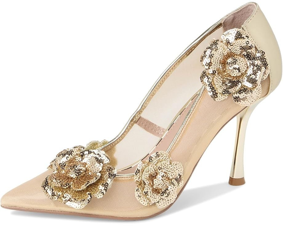Женские туфли-лодочки Betsey Johnson Rossa на шпильке с золотистым декором и пайетками ZOGG894, золотой — фото 3
