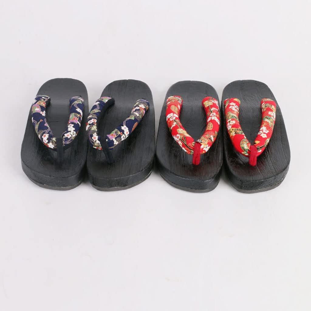 Мужские и женские шлепанцы, японские традиционные сабо гета, сандалии с круглым носком, деревянная обувь, противоскользящие цветочные шлепанцы, деревянные шлепанцы (Размер: EU 40, Цвет: ЧерныйB) Yczhd — фото 3