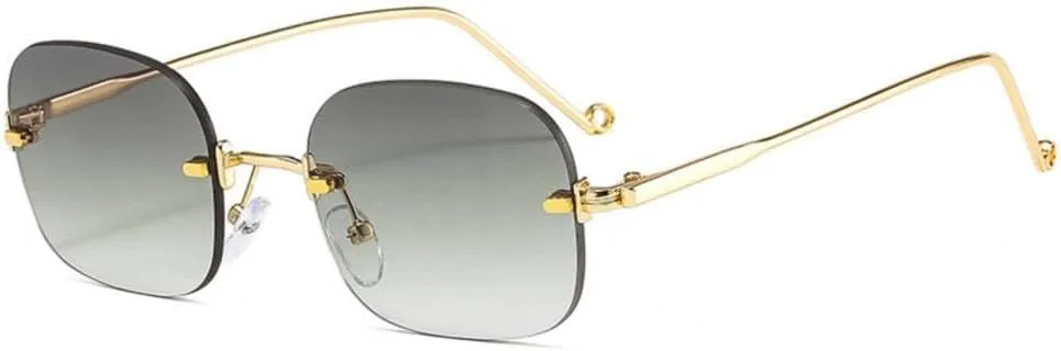 

MUTYNE Маленькие квадратные солнцезащитные очки без оправы для женщин, модные панк-очки для мужчин, без оправы, синие линзы, защита от УФ-излучения UV400, 4