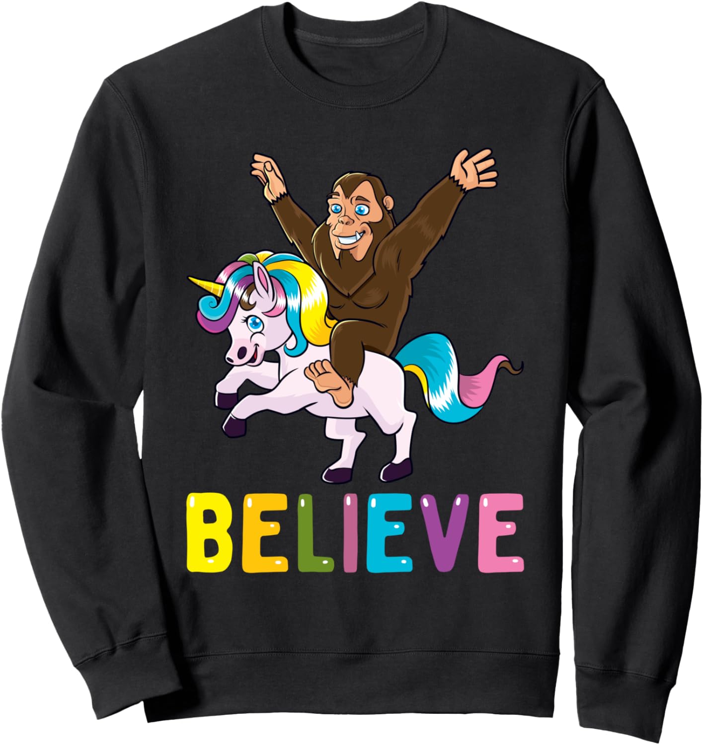 

Толстовка для мужчин и женщин Believe Bigfoot Riding Unicorn Sasquatch Believer Believe In Bigfoot & Sasquatch Gift Store, черный