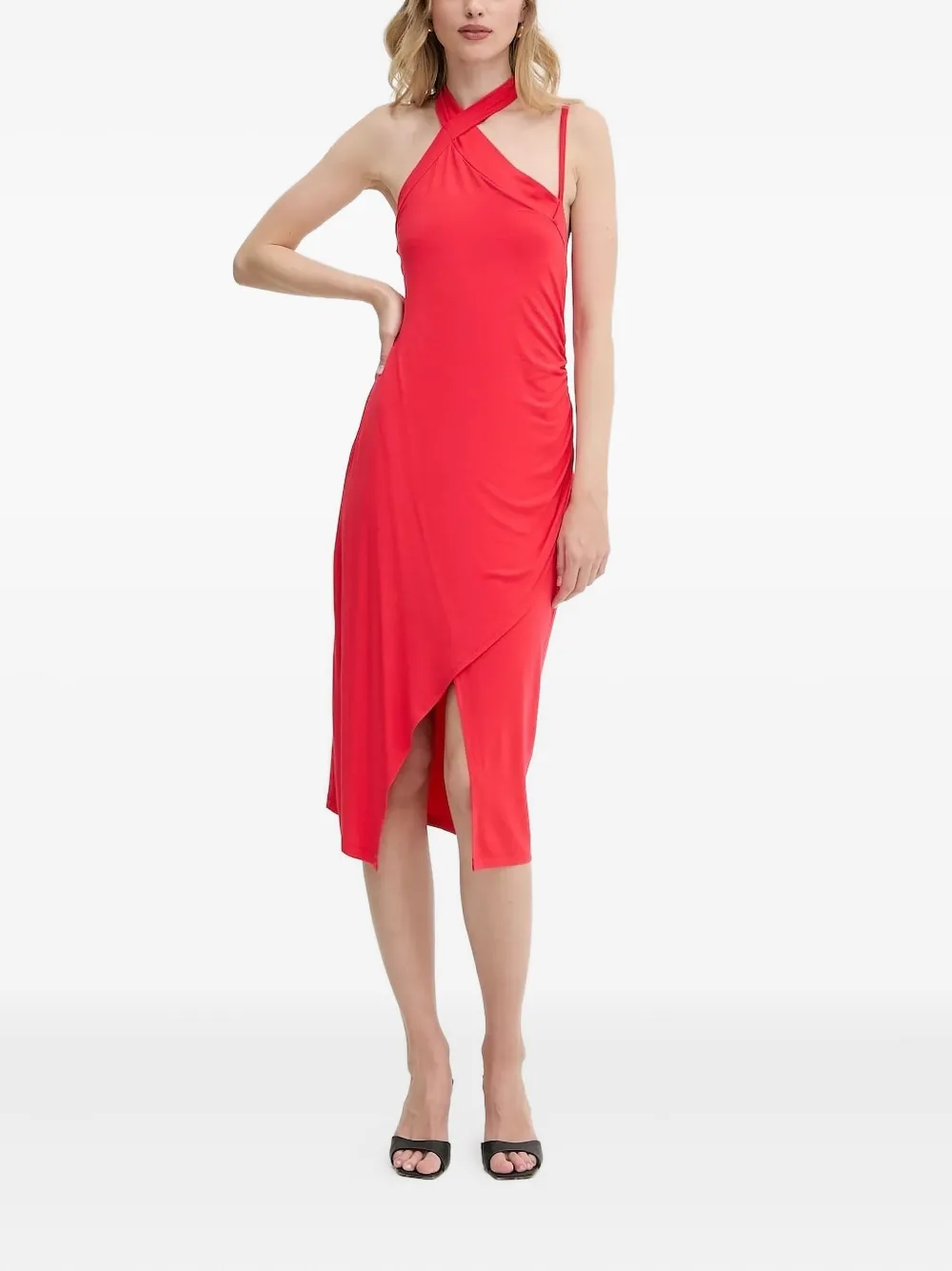 

Платье миди с асимметричным вырезом Liu Jo, красный