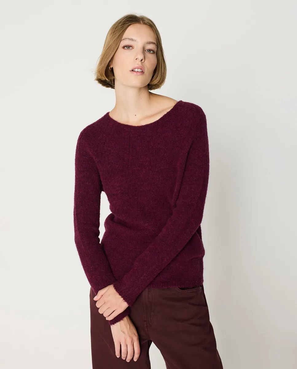 

Женский джемпер с косами и лодочным вырезом Escorpion, гранатовый