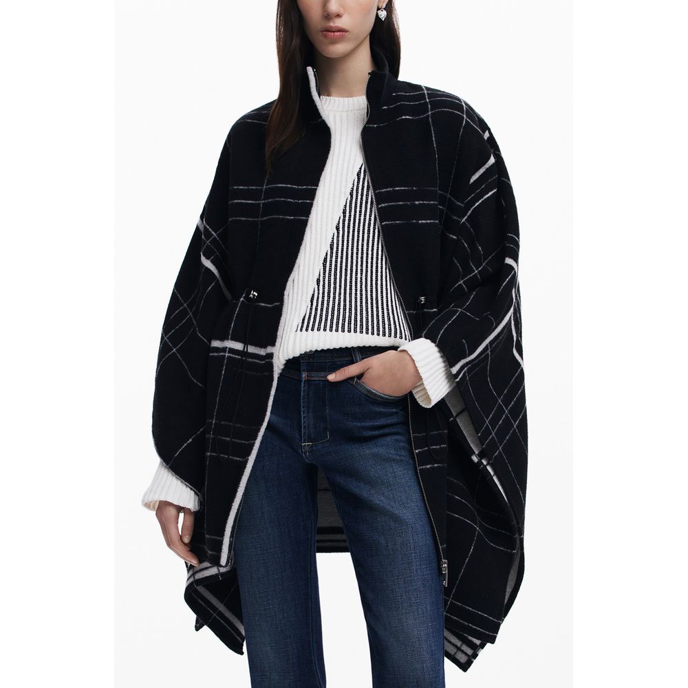 

Черное шерстяное женское пончо Desigual, черный