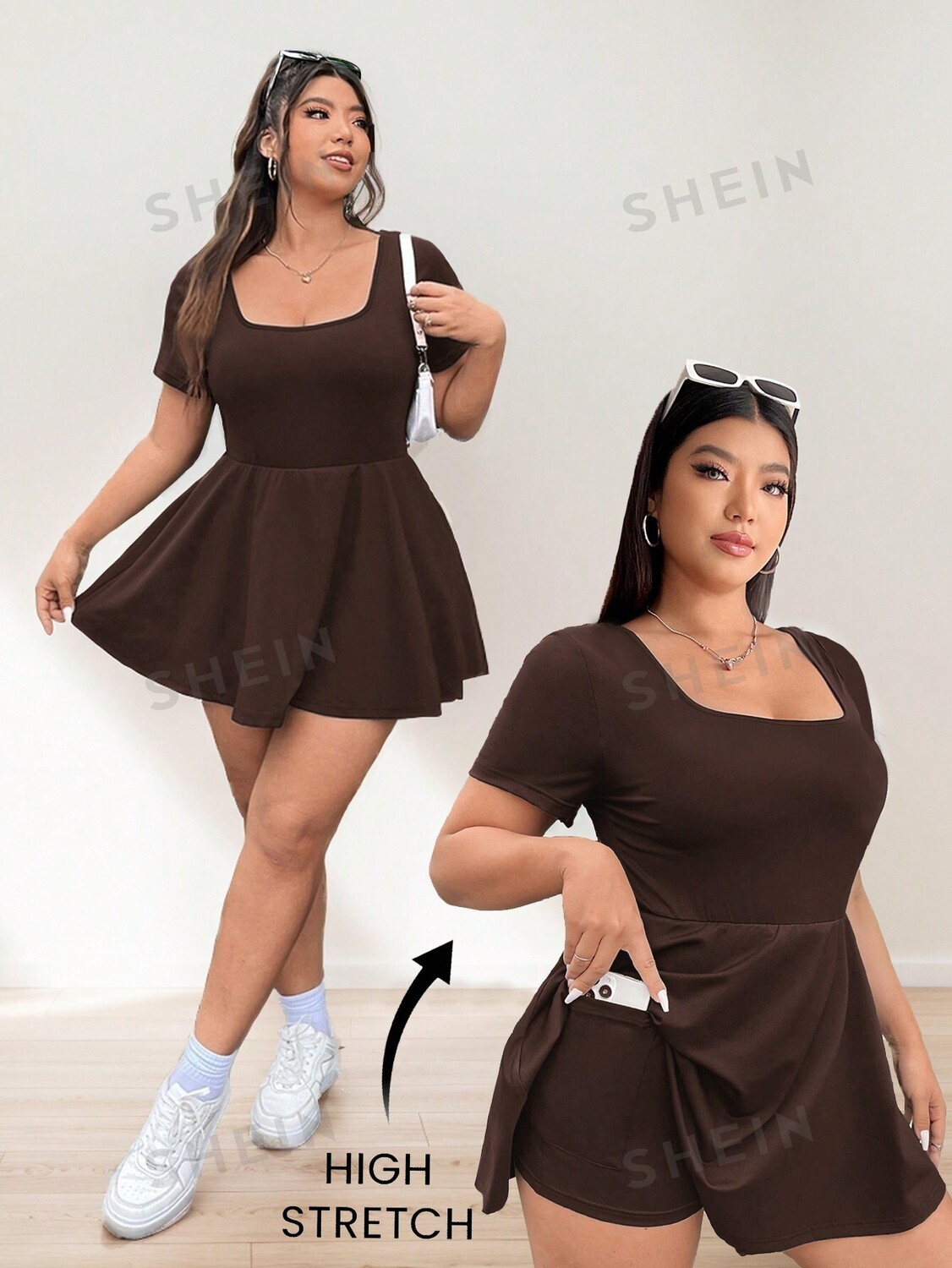 

EZwear Комбинезон для йоги большого размера для женщин Однотонная основа